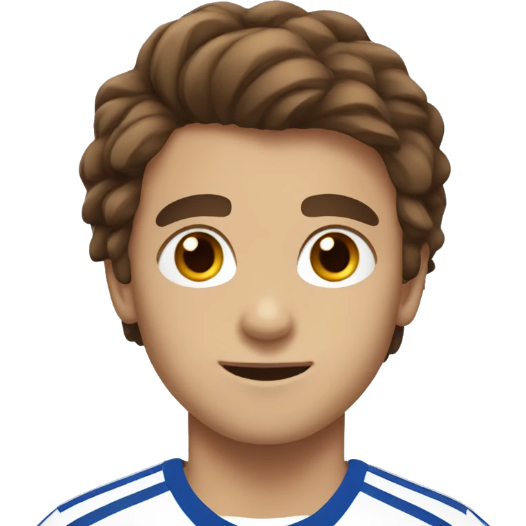 soccer boy brown hair brown eyes score  emoji
