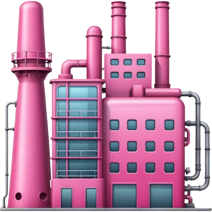 A pink factory transparent background emoji