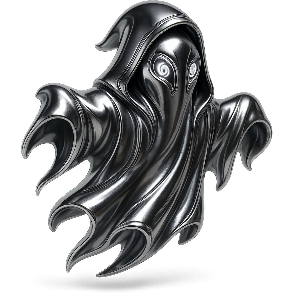 floating apparition, wispy and spectral, with glowing eyes emoji