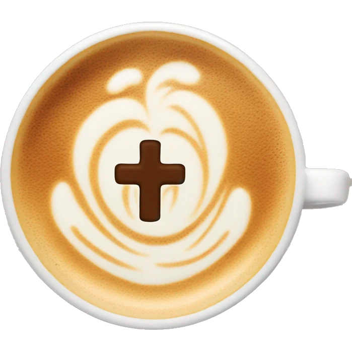 Latte with art of cross emoji