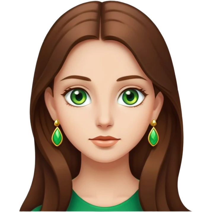 girl with long smooth hair, green eyes, earrings emoji