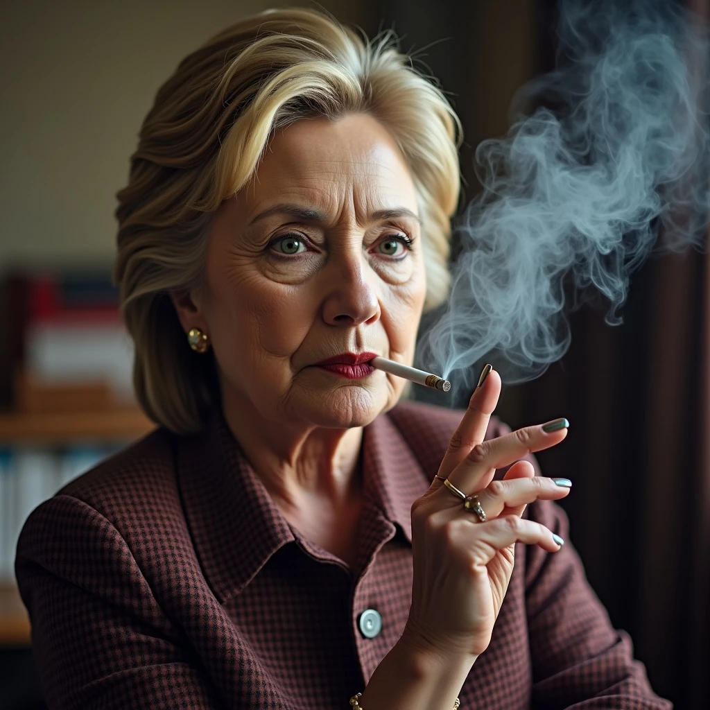 Hillary clinton smoking a cig emoji