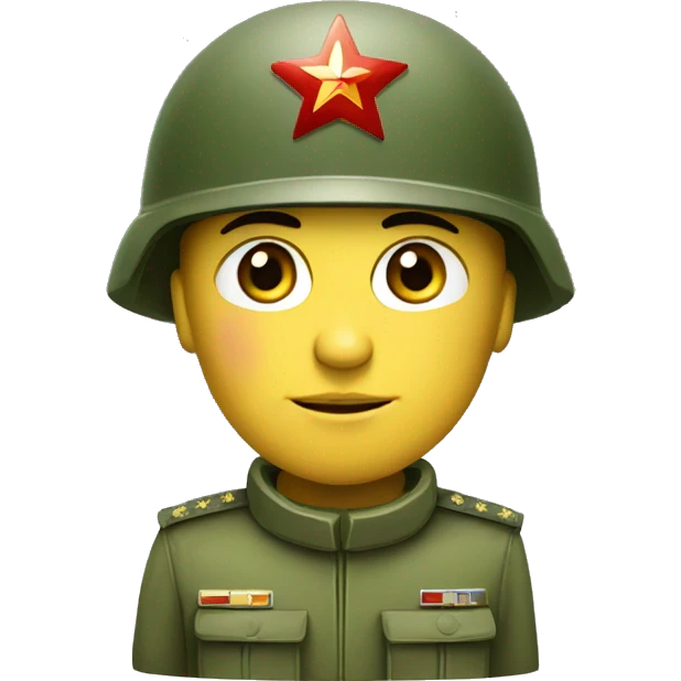 ussr soldier serious with military helmet emoji