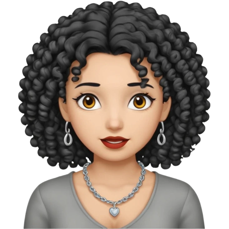 Female with Silver Necklace, grey skin,curley hair, different expressions. emoji