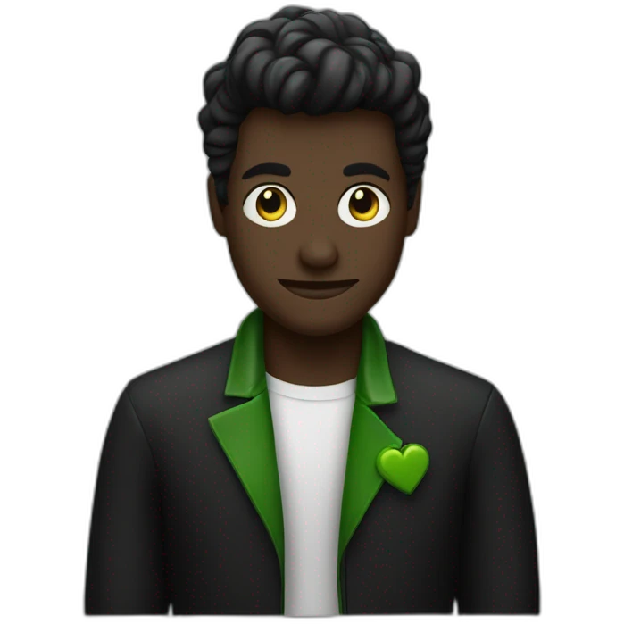 Homme noir cagoulé avec inscription verte emoji