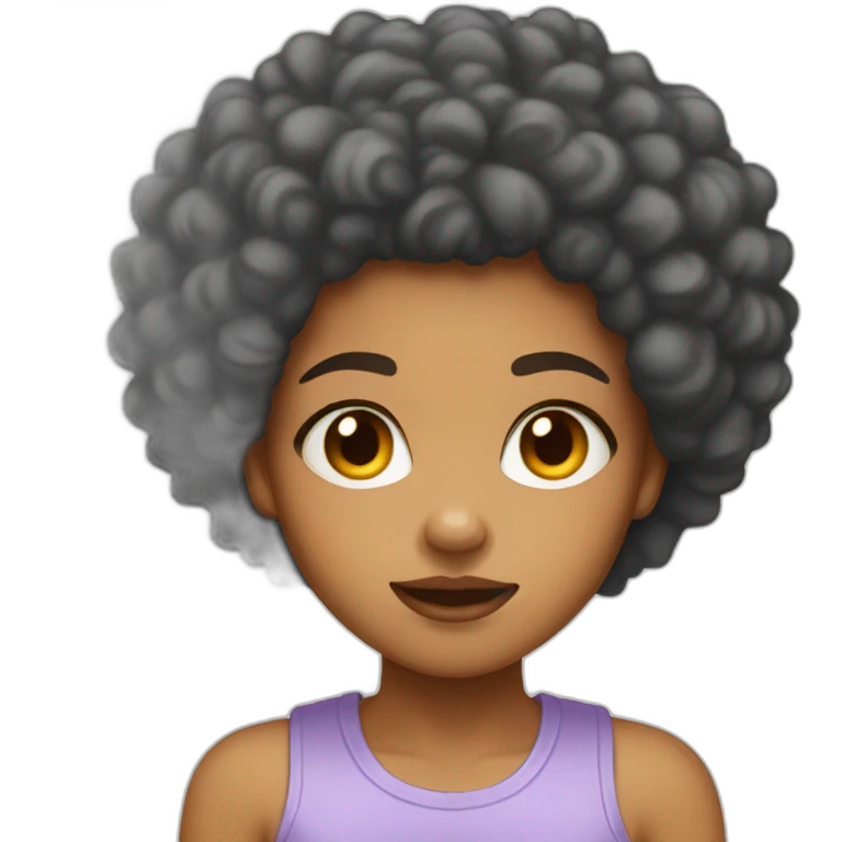 Light skin girl afro orange cry emoji