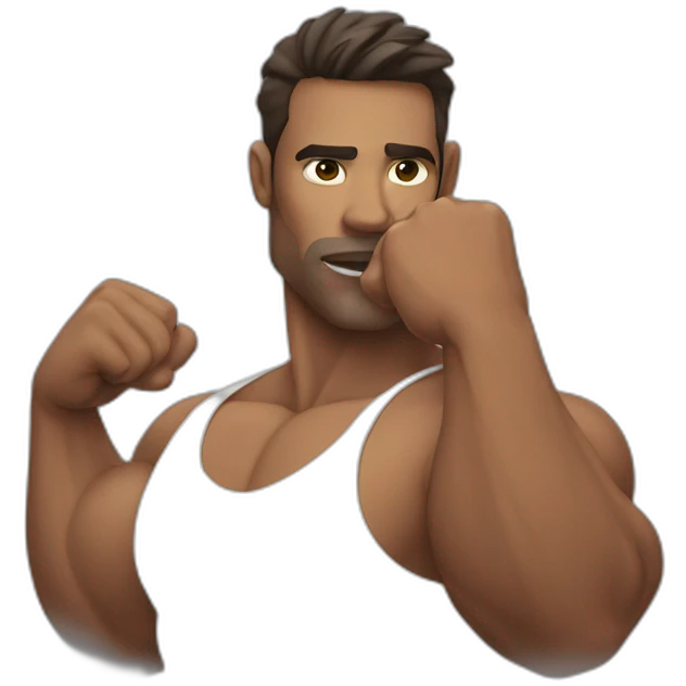 strong muscular male face running a finger along his jawline emoji