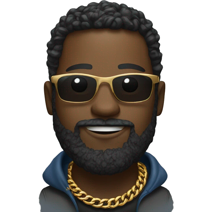 Bearded black man, with a gold chain, sunglasses, jeans, t shirt  emoji