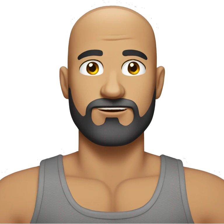 bald man with beard, lots of muscle, wearing a tank top emoji