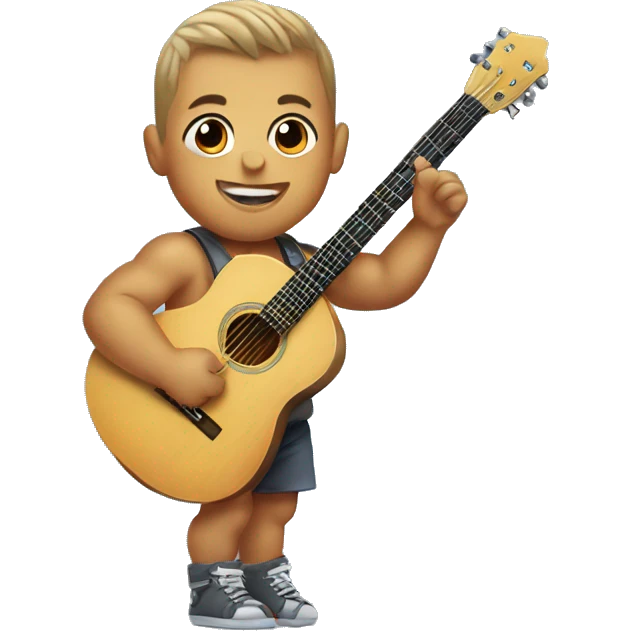 Baby Gronk with a guitar emoji