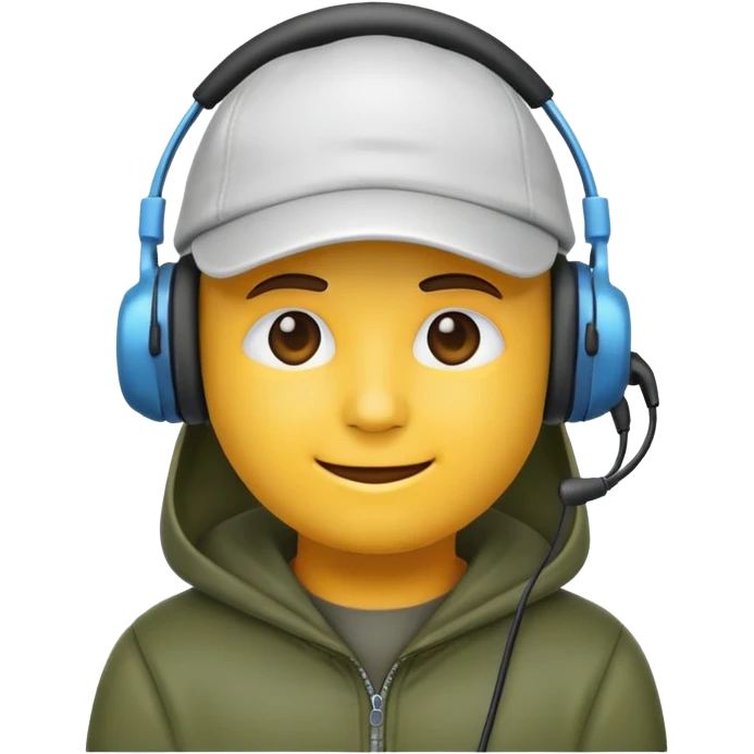 an emoji with a headset is a hood is a cap emoji