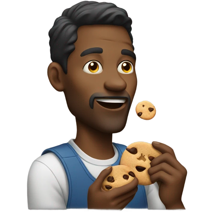 Man eating cookies emoji