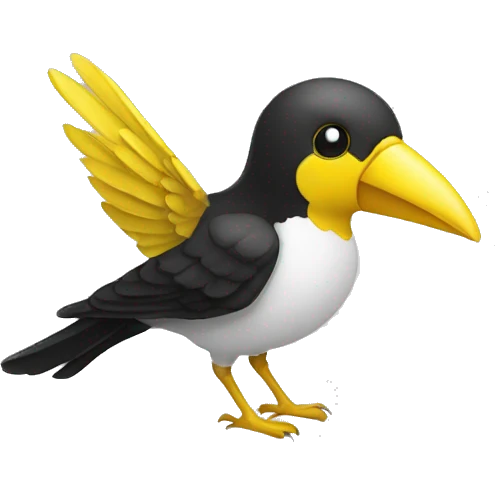 oiseaux noir et blanc bec jaune emoji