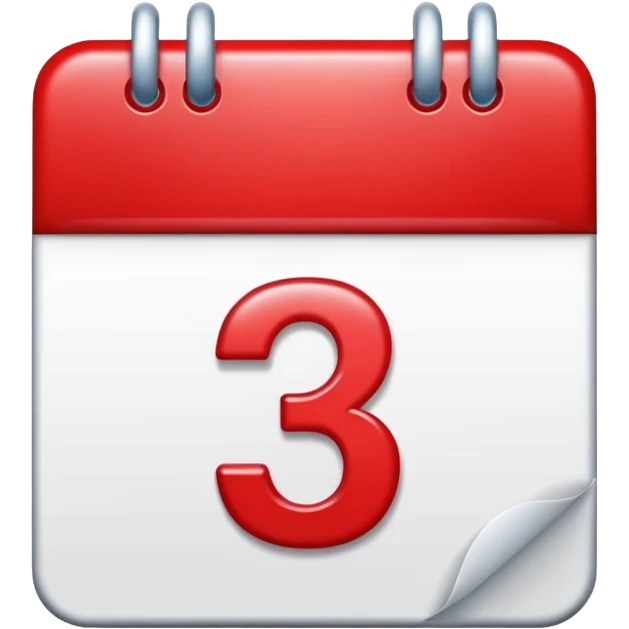 calendar with number 3 red top emoji