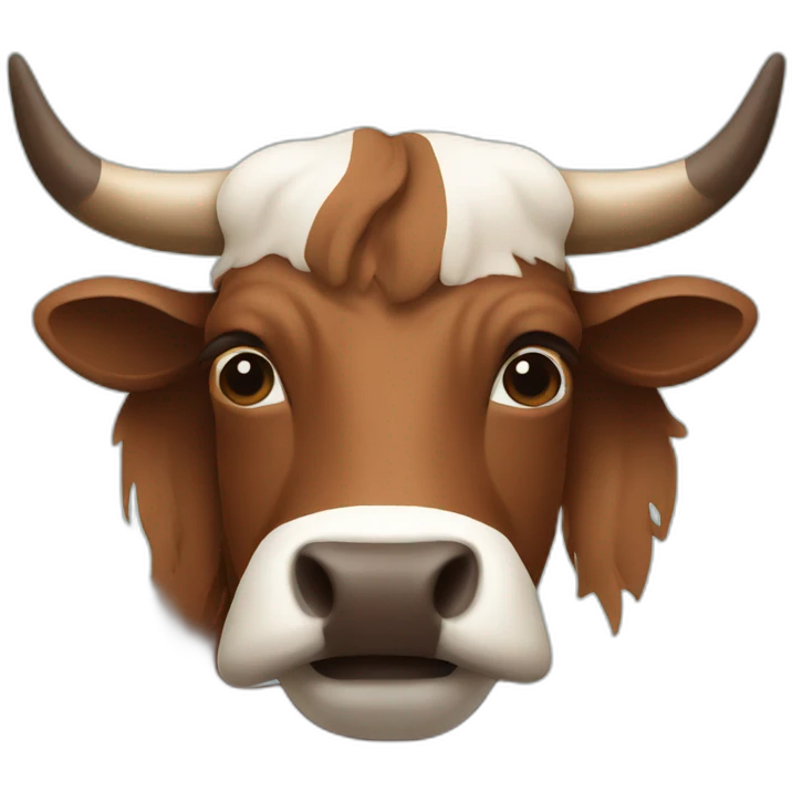 Texas Longhorn with solid brown face emoji