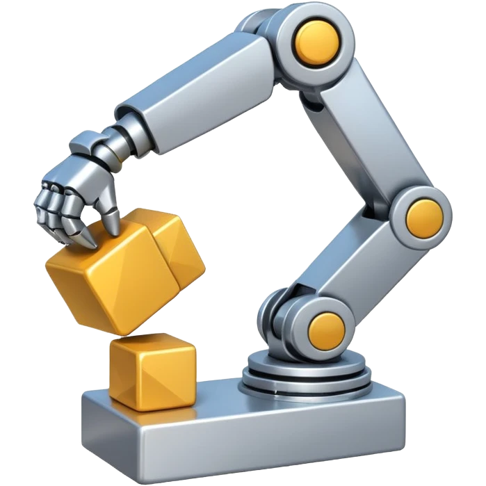 emoji about robot arm with block emoji