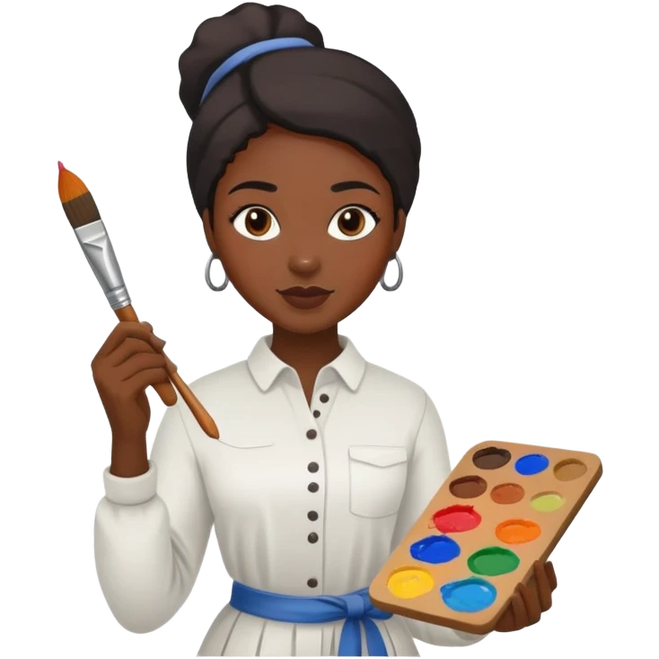 Black female painter with paintbrush and paint emoji