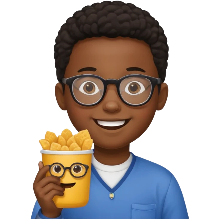 snack holding black kid with glasses emoji