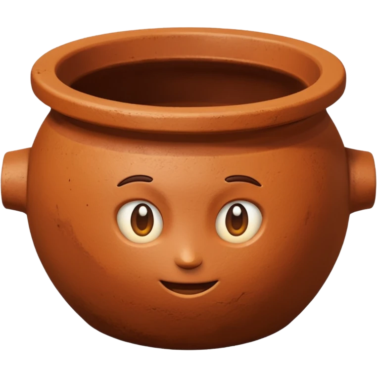 top-down view of a simple unadorned clay pot with visible opening, emoji style emoji