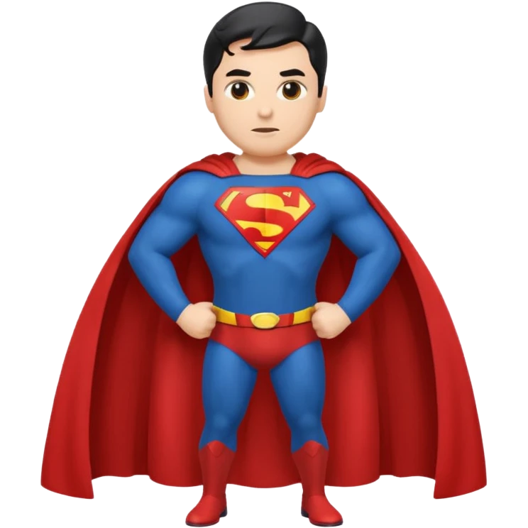Make a Superman emoji with hands on hips, cape blowing, and the Superman "S" on the front emoji