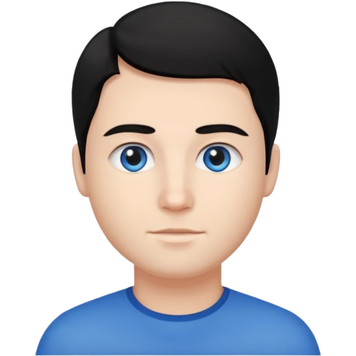 موی سیاه و لخت صورت گرد بدون ریش و سبیل چشم آبی emoji