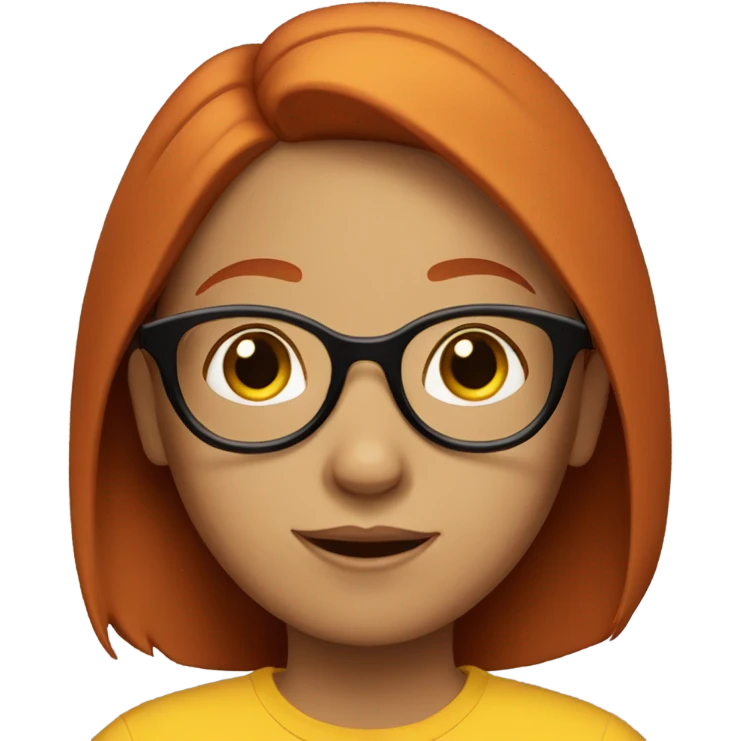 red straight haired girl glasses yellow shirt emoji