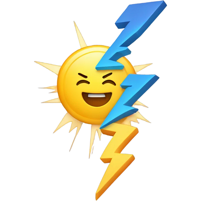 lightning strike with smiling face emoji