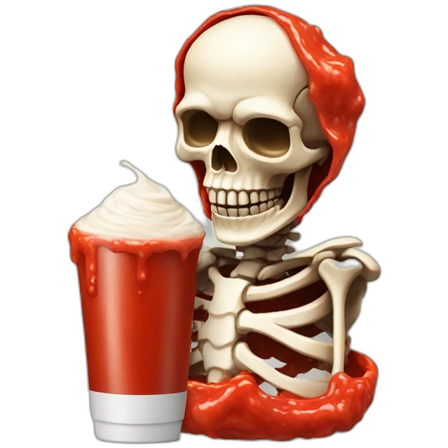 Skeleton covered in red sauce emoji