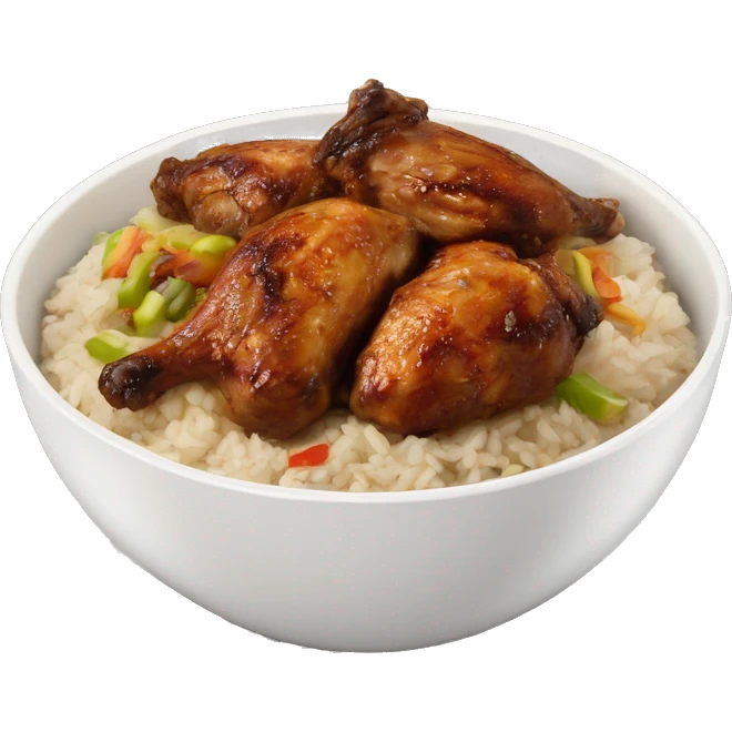 Jerk chicken and rice in a bowl emoji