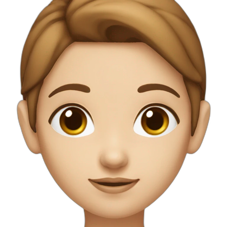 White female with brown hair brown eyes and big elf earss emoji
