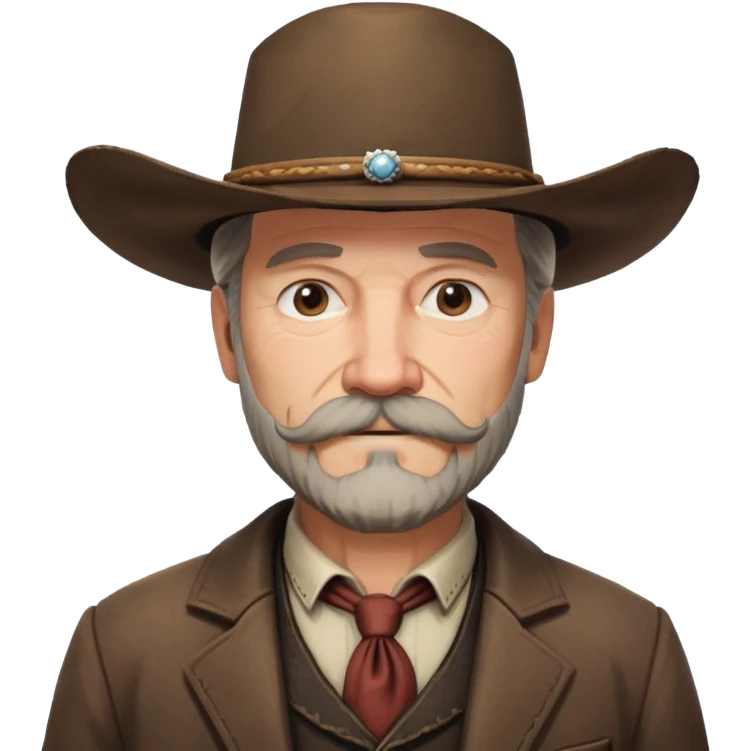 Dutch van der Linde from Red Dead Redemption 2, older man with mustache and beard, cowboy hat, suit emoji