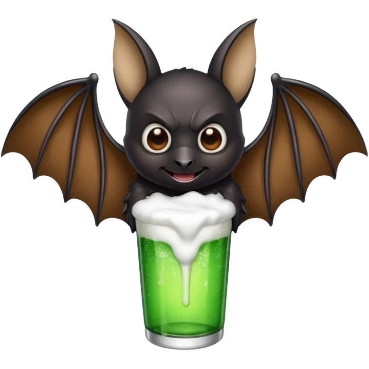 black bat drinkig sprite emoji