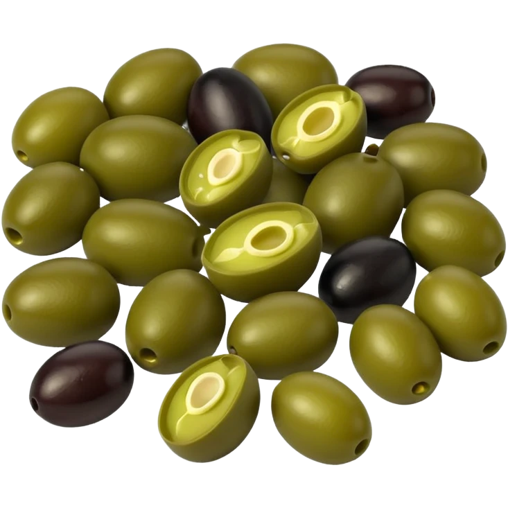 black and green olives cut into pieces like a toppings emoji