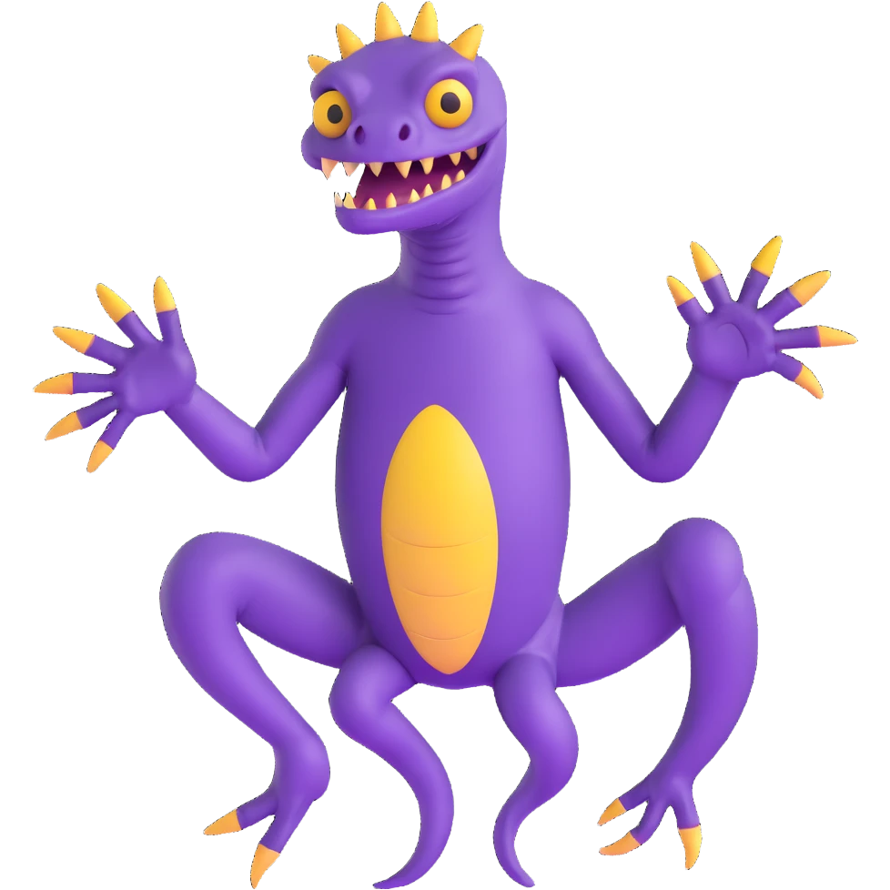 purple reptilian monster with multiple limbs like in Monsters Inc emoji