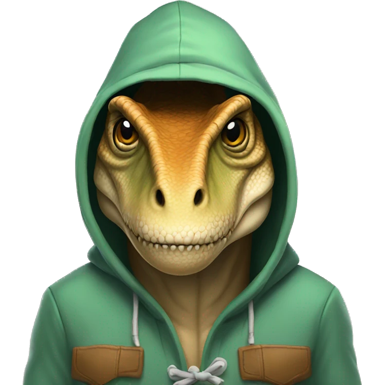 T-Rex in hoodie and hat emoji