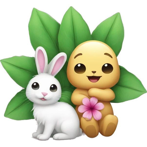 Cute banny and flower  emoji