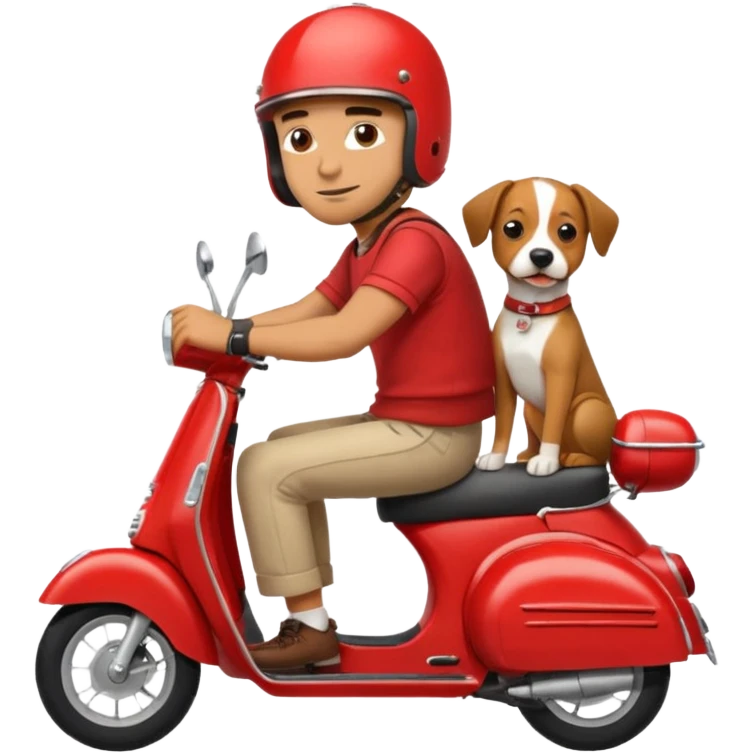 man and his pet dog riding a vespa emoji