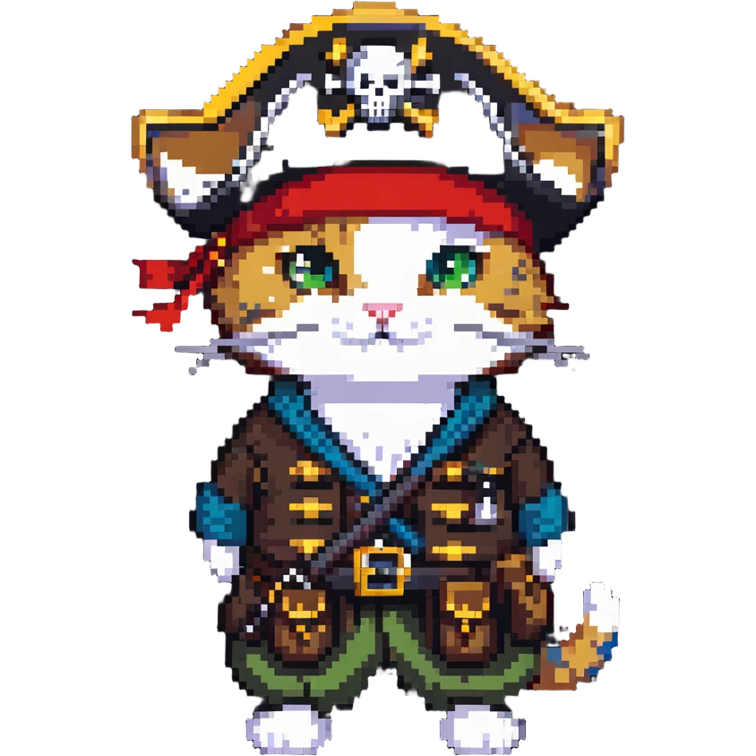 Skibidi cat dressed as a pirate in a Vietnam War setting emoji