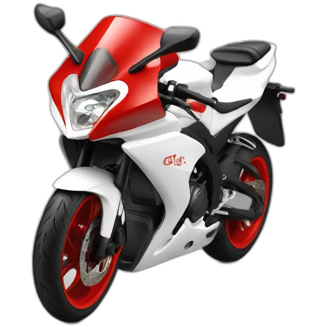 Naked moterbike in white and red colour emoji