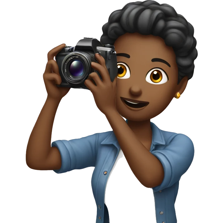 A woman taking a photo with an expensive camera ￼ emoji