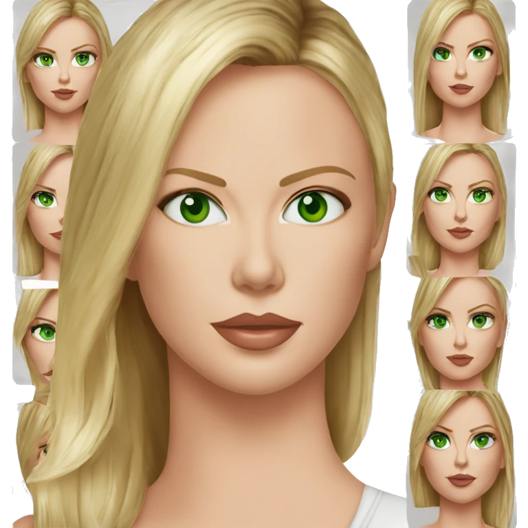 ultra realistic charlize theron green eyes wearing shirt emoji