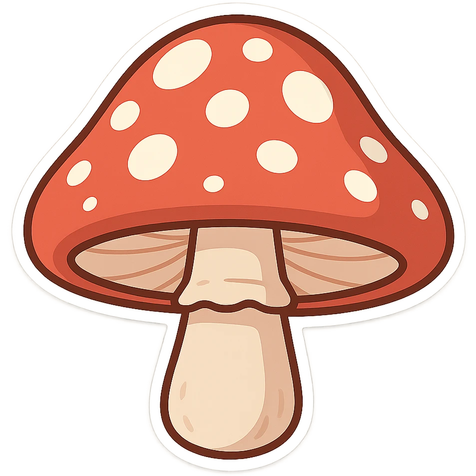 一棵红色白点大蘑菇 emoji