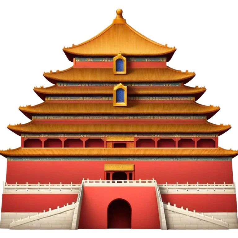 Cinematic Realistic Forbidden City Landmark Emoji, showcasing the imperial palace with iconic red walls and golden roofs rendered with rich textures and regal lighting. emoji