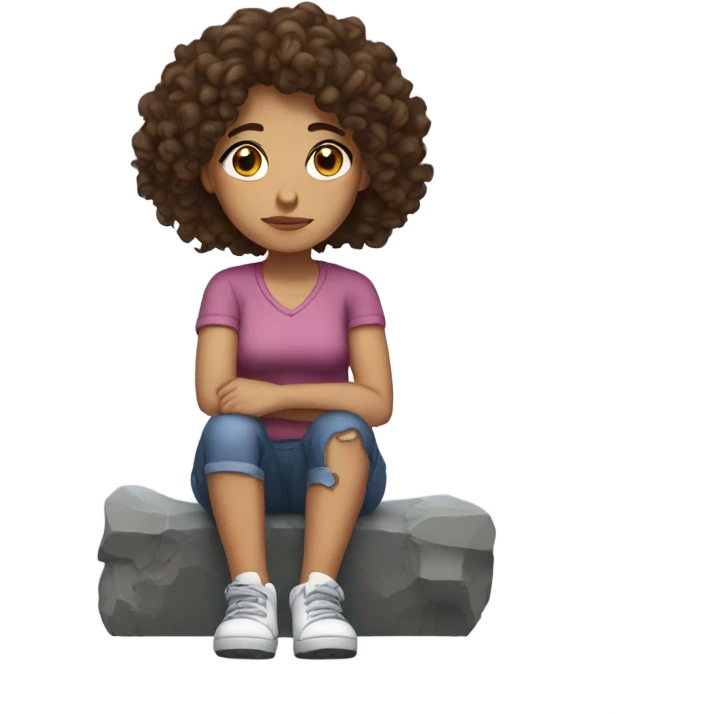 sad brunette with curly hair and a broken foot emoji