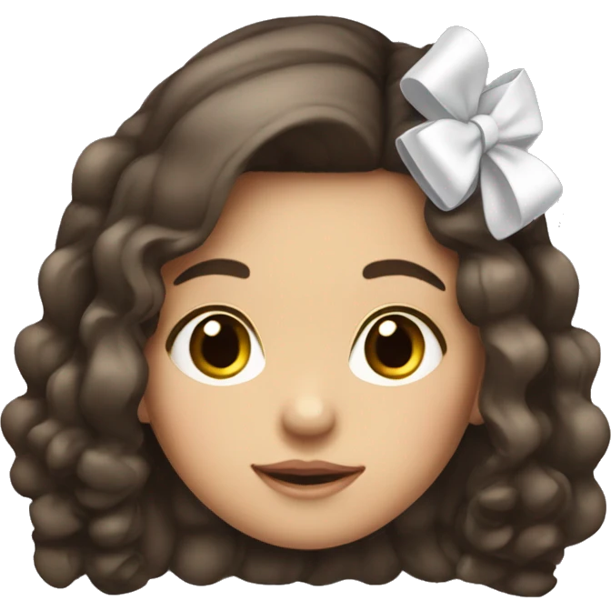 a cute lite brunette girl with hair clips and white small bows emoji