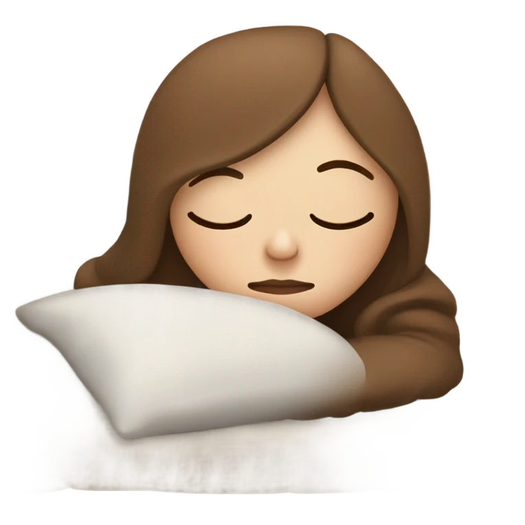 White girl with frekles Brown not curly hair sleeping peacfully on a pillow with a blanket  emoji
