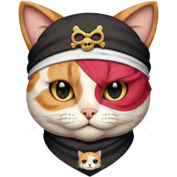 pirate cat with one eye closed with band emoji