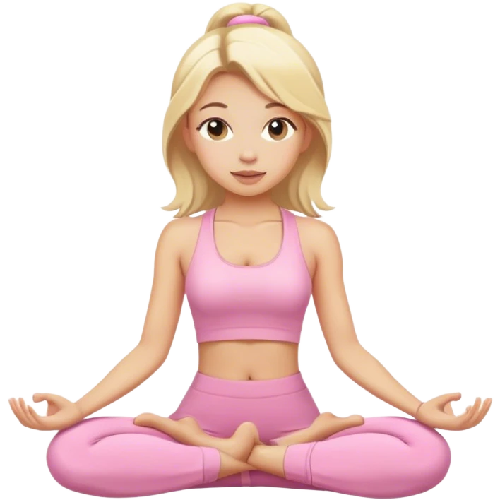 blonde yoga girl light pink clothes n emoji
