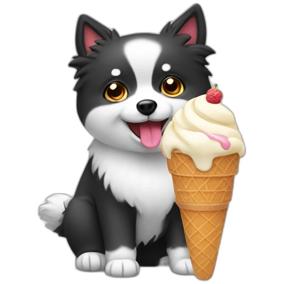 cute spitz eat ice cream emoji