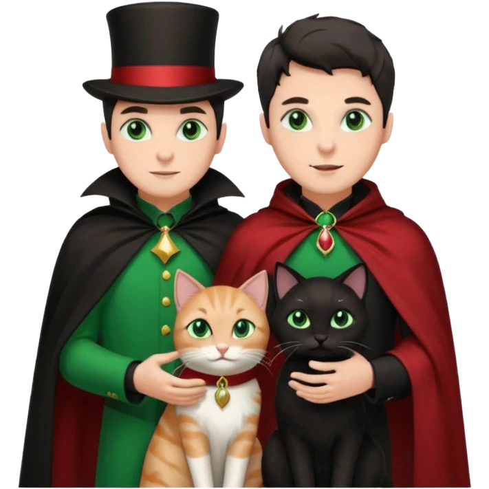magician couple and their pet cat emoji
